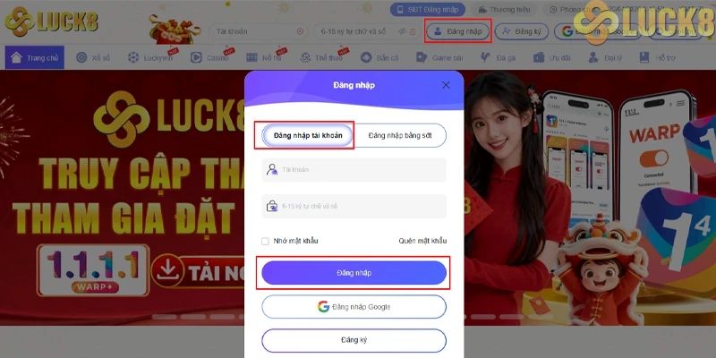 Hướng dẫn 03 cách đăng nhập Luck8 phổ biến