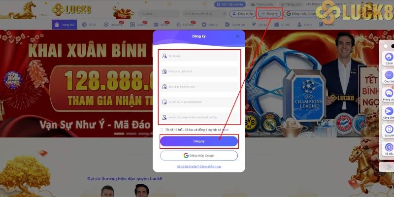 Quy trình đăng ký Luck8 mới cập nhật 2026