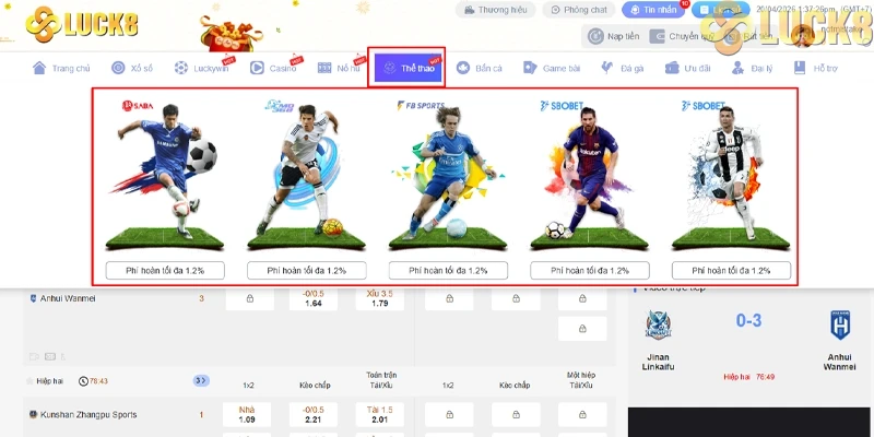 Giới thiệu sơ lược về sảnh thể thao Luck8