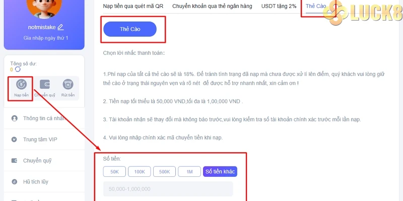 Nạp tiền ẩn danh vào tài khoản Luck8 bằng thẻ cào Nạp tiền ẩn danh vào tài khoản Luck8 bằng thẻ cào