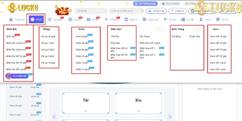 Ưu điểm vượt trội của sảnh Xổ số Luck8
